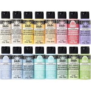 imageFolkArt Multi Surface Acrylic Paint Set Pastel Colors Count 2 Fl Oz Pack of 16