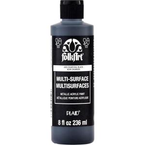 imageFolkArt Multi Surface Specialty Effect Paint in Assorted Colors 8 oz Metallic Sterling SilverMetallic Charcoal Black