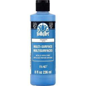 imageFolkArt Multi Surface Specialty Effect Paint in Assorted Colors 8 oz Metallic Sterling SilverMetallic Sapphire