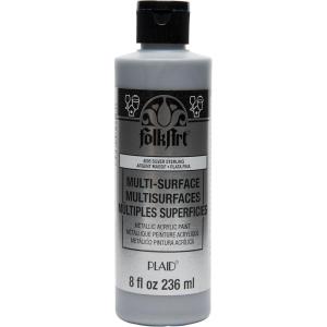 imageFolkArt Multi Surface Specialty Effect Paint in Assorted Colors 8 oz Metallic Sterling SilverMetallic Sterling Silver