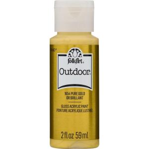 imageFolkArt Outdoor Acrylic Paint in Assorted Colors 2 Ounce 1614 Engine RedMetallic Pure Gold