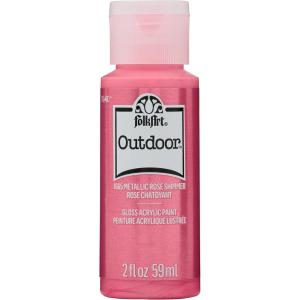 imageFolkArt Outdoor Acrylic Paint in Assorted Colors 2 Ounce 1614 Engine RedMetallic Rose Shimmer