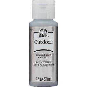 imageFolkArt Outdoor Acrylic Paint in Assorted Colors 2 Ounce 1614 Engine RedMetallic Silver Sterling
