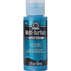 imageFolkArt multisurface metallic paint 2 oz Bright GoldMetallic Teal Topaz