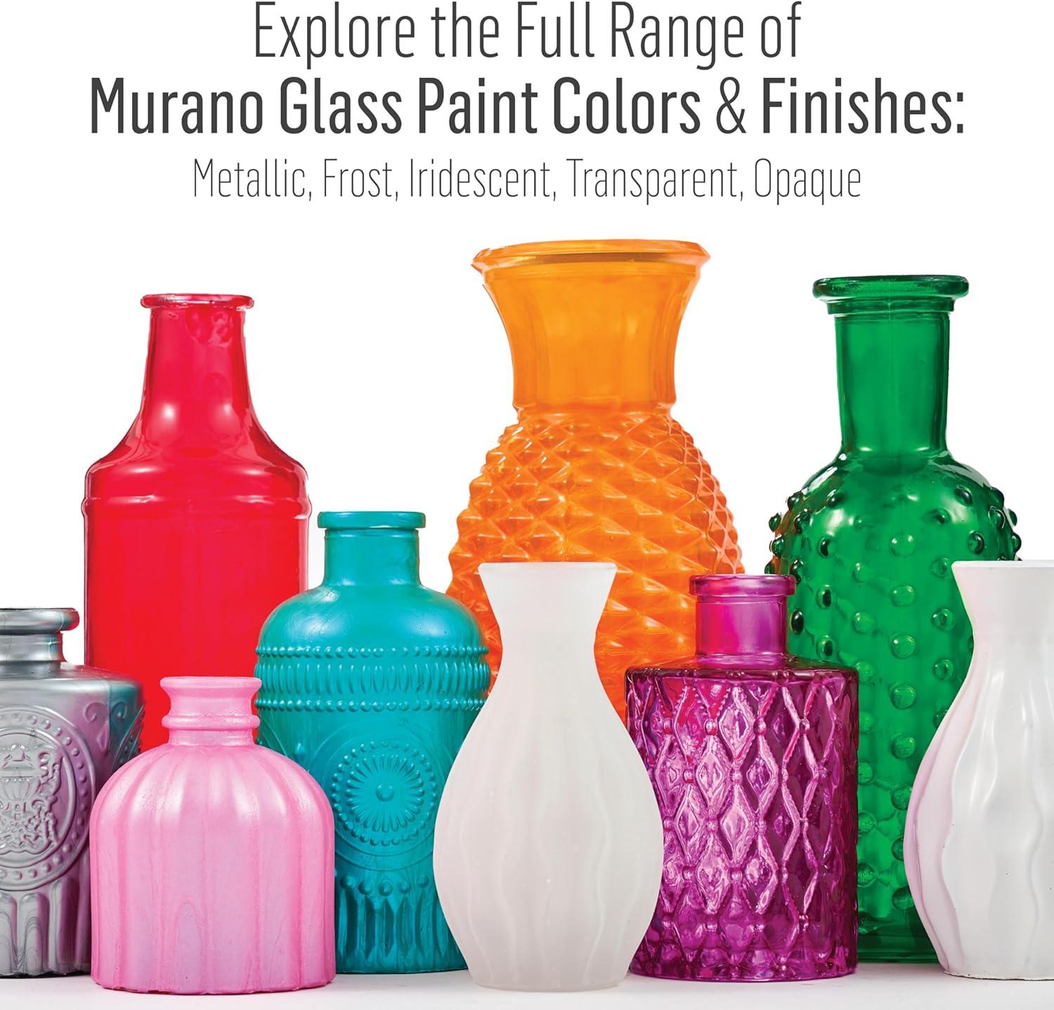 imageFolkArt Murano Opaque Acrylic Glass Paint Ultra Blue Perfect for Indoor and Outdoor Arts and Crafts Projects 2 fl ozTransparent Vintage Pink