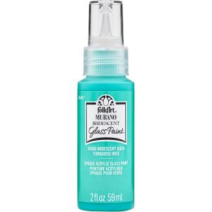 imageFolkArt Murano Opaque Acrylic Glass Paint Ultra Blue Perfect for Indoor and Outdoor Arts and Crafts Projects 2 fl ozIridescent Aqua