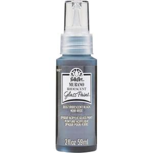 imageFolkArt Murano Opaque Acrylic Glass Paint Ultra Blue Perfect for Indoor and Outdoor Arts and Crafts Projects 2 fl ozIridescent Black