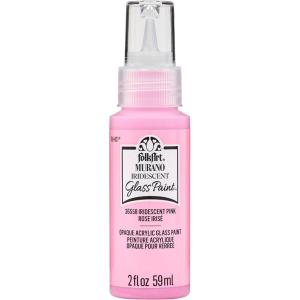 imageFolkArt Murano Opaque Acrylic Glass Paint Ultra Blue Perfect for Indoor and Outdoor Arts and Crafts Projects 2 fl ozIridescent Pink