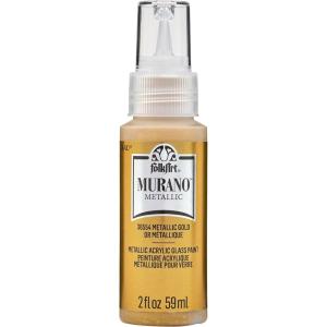 imageFolkArt Murano Opaque Acrylic Glass Paint Ultra Blue Perfect for Indoor and Outdoor Arts and Crafts Projects 2 fl ozMetallic Gold