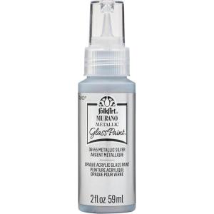 imageFolkArt Murano Opaque Acrylic Glass Paint Ultra Blue Perfect for Indoor and Outdoor Arts and Crafts Projects 2 fl ozMetallic Silver