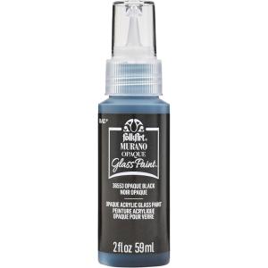 imageFolkArt Murano Opaque Acrylic Glass Paint Ultra Blue Perfect for Indoor and Outdoor Arts and Crafts Projects 2 fl ozOpaque Black