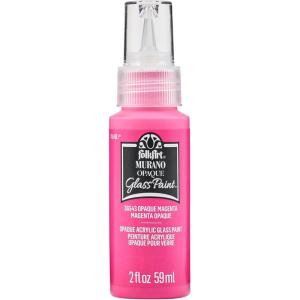 imageFolkArt Murano Opaque Acrylic Glass Paint Ultra Blue Perfect for Indoor and Outdoor Arts and Crafts Projects 2 fl ozOpaque Magenta