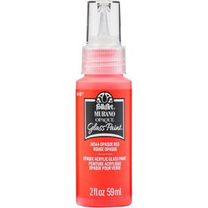 imageFolkArt Murano Opaque Acrylic Glass Paint Ultra Blue Perfect for Indoor and Outdoor Arts and Crafts Projects 2 fl ozOpaque Red