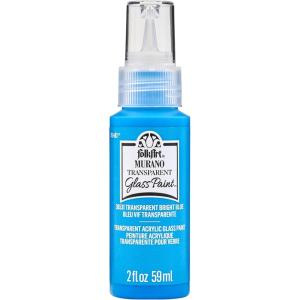 imageFolkArt Murano Opaque Acrylic Glass Paint Ultra Blue Perfect for Indoor and Outdoor Arts and Crafts Projects 2 fl ozTransparent Bright Blue