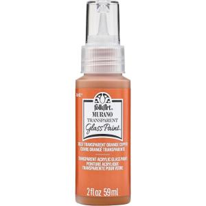 imageFolkArt Murano Opaque Acrylic Glass Paint Ultra Blue Perfect for Indoor and Outdoor Arts and Crafts Projects 2 fl ozTransparent Orange Copper