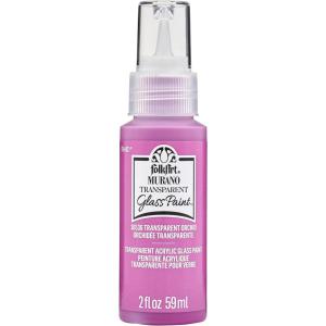 imageFolkArt Murano Opaque Acrylic Glass Paint Ultra Blue Perfect for Indoor and Outdoor Arts and Crafts Projects 2 fl ozTransparent Orchid