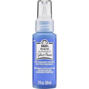 imageFolkArt Murano Opaque Acrylic Glass Paint Ultra Blue Perfect for Indoor and Outdoor Arts and Crafts Projects 2 fl ozTransparent Peri Purple