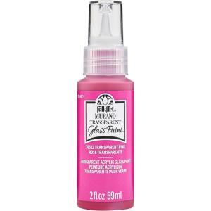 imageFolkArt Murano Opaque Acrylic Glass Paint Ultra Blue Perfect for Indoor and Outdoor Arts and Crafts Projects 2 fl ozTransparent Pink