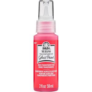 imageFolkArt Murano Opaque Acrylic Glass Paint Ultra Blue Perfect for Indoor and Outdoor Arts and Crafts Projects 2 fl ozTransparent Red