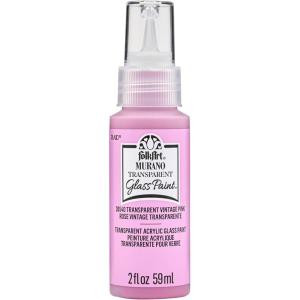 imageFolkArt Murano Opaque Acrylic Glass Paint Ultra Blue Perfect for Indoor and Outdoor Arts and Crafts Projects 2 fl ozTransparent Vintage Pink