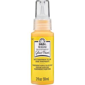 imageFolkArt Murano Opaque Acrylic Glass Paint Ultra Blue Perfect for Indoor and Outdoor Arts and Crafts Projects 2 fl ozTransparent Yellow