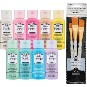 image:imageFolkArt Perle Acrylic Craft Paint and Brushes Kit Set of 12