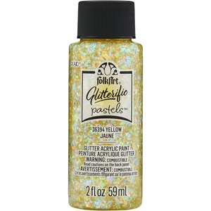 image:imageFolkArt Glitterific Fine Assorted Acrylic Craft Paints Purple 2 fl oz Premium Acrylic Paint with Glitter Finish Perfect for Easy to Apply DIY Arts and Crafts 11869Pastel Yellow