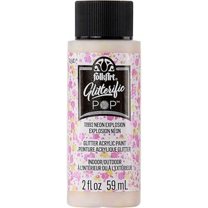 image:imageFolkArt Glitterific Fine Assorted Acrylic Craft Paints Purple 2 fl oz Premium Acrylic Paint with Glitter Finish Perfect for Easy to Apply DIY Arts and Crafts 11869Neon Explosion
