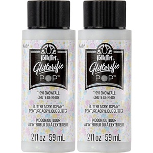 image:imageFolkArt Glitterific Pop Acrylic Craft Paint Snowfall 2 fl oz Premium Glitter Finish Paint Perfect For Easy To Apply DIY Arts And Crafts 11991 Pack of 2